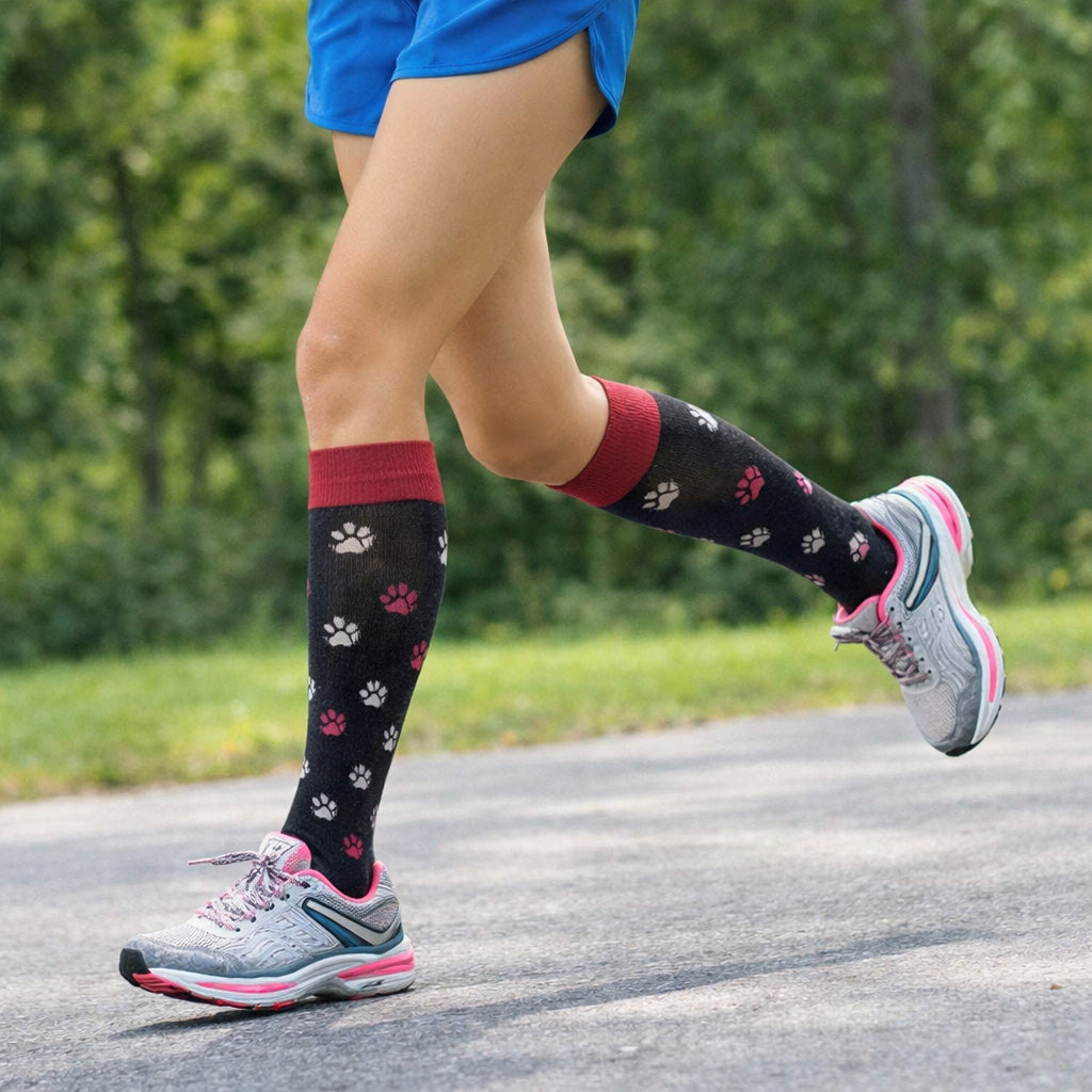 A Woman Dr. Motion knee-high compression socks with fun prints