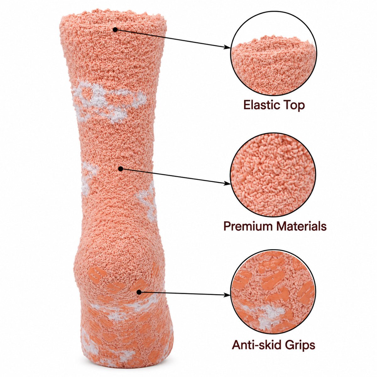 Non-Slip Hospital Slipper Socks for Women – Cozy Fuzzy Grip Socks (6 Pairs)