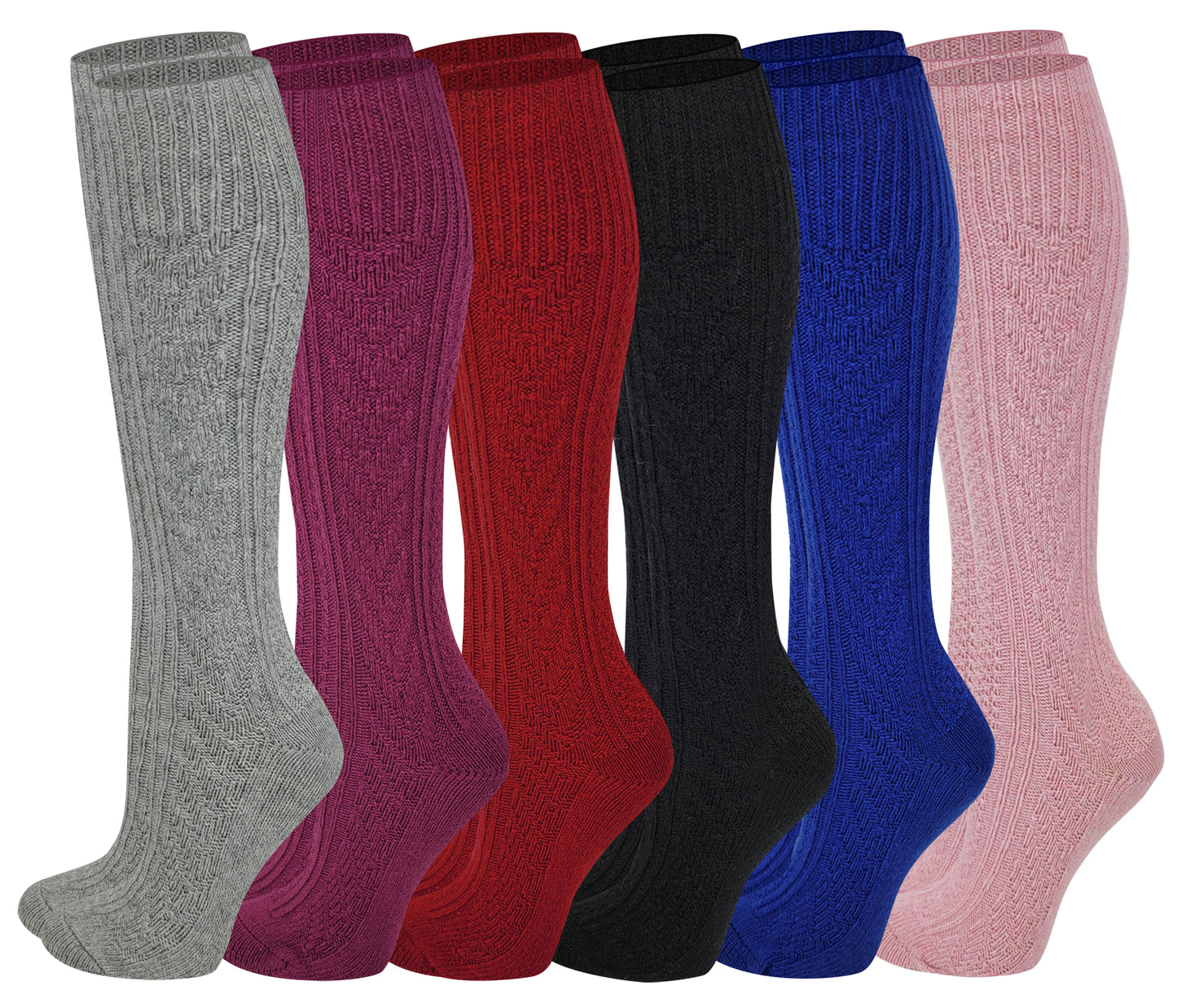 Knee-High Boot Socks | Winter Cable Knit | Kids (6 Pairs)