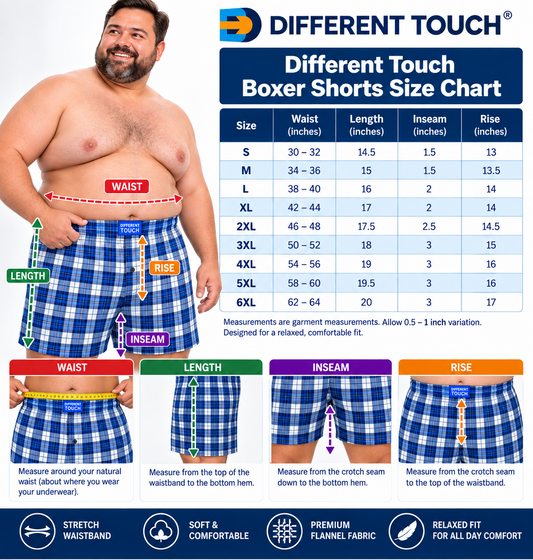 Men’s Big & Tall 100% Cotton Boxer Shorts 6-Pack | Different Touch