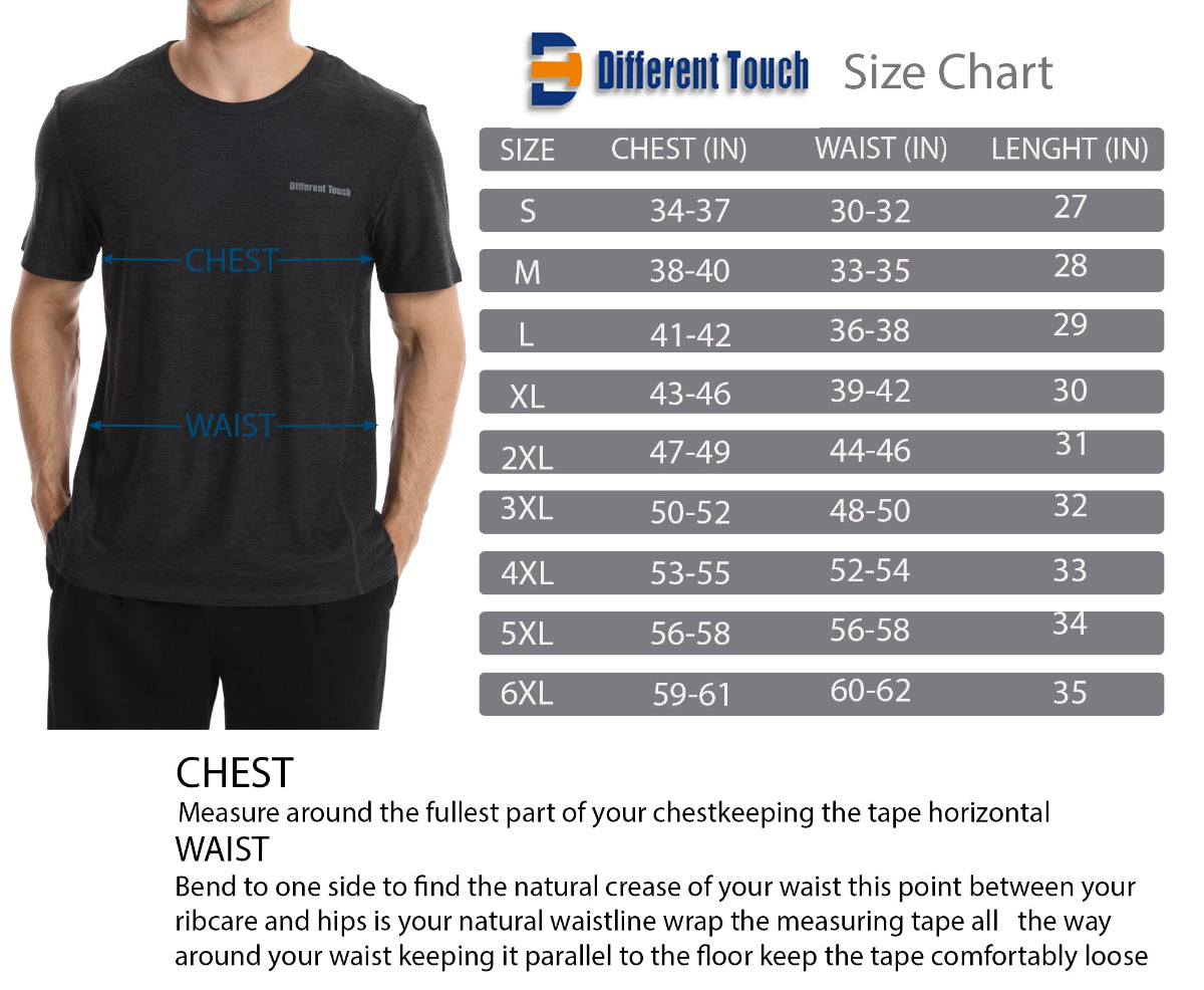 Crew Neck Short Sleeve T-Shirts Size Charts