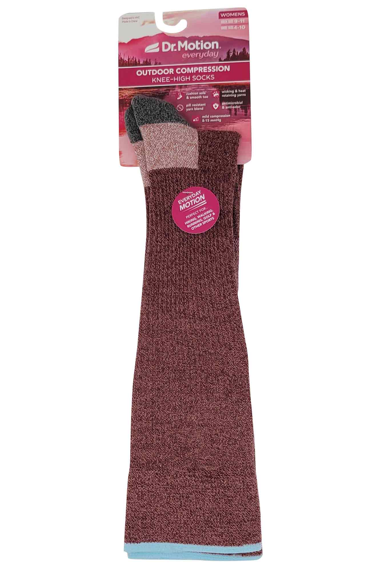Compression Knee-High Socks | Outdoor Half-Cushion | 8-15 mmHg Dr Motion ( 1 Pair )