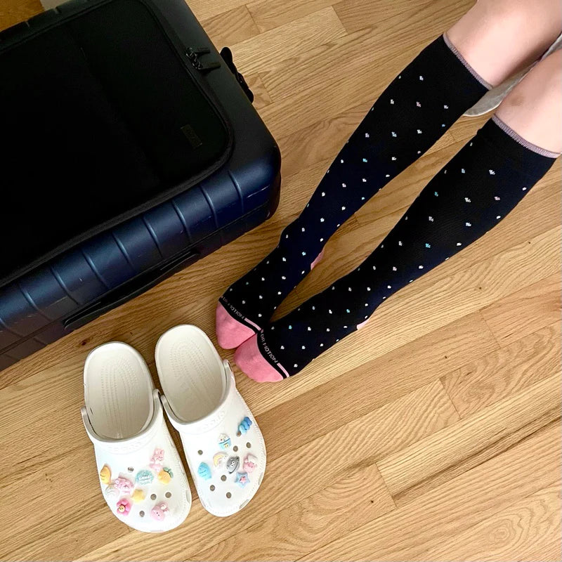 Compression Knee High 15-20 mmHG Socks for women | Dancing dots