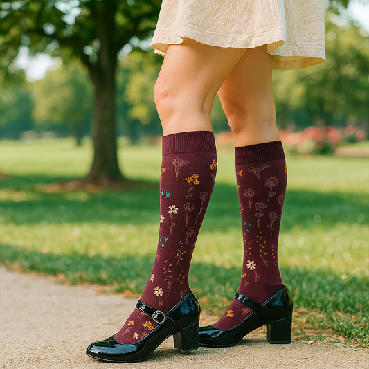 Knee High Compression Socks |Dark cherry| Women's (1 Pair)
