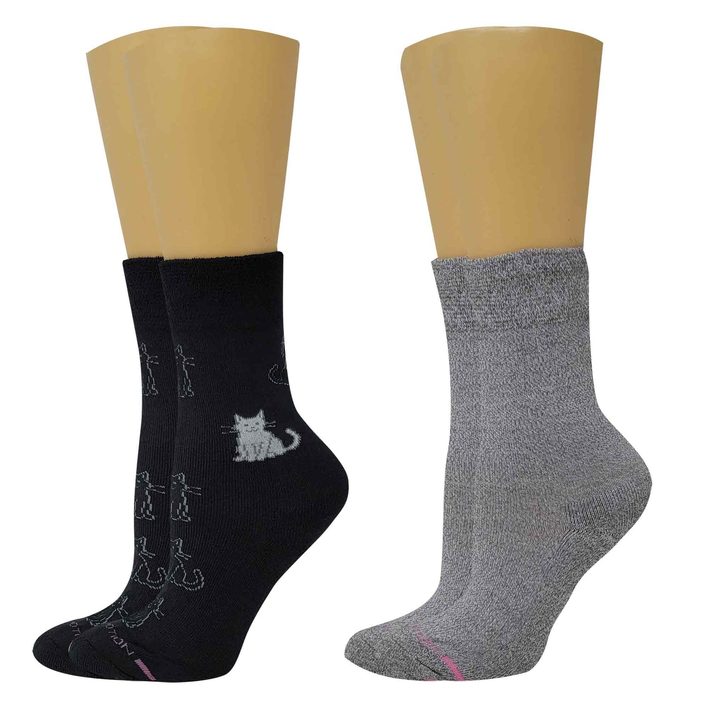 Crew Everyday Comfort Diabetic Socks | Kittens Half-Cushion | Dr Motion ( 2 Pack )