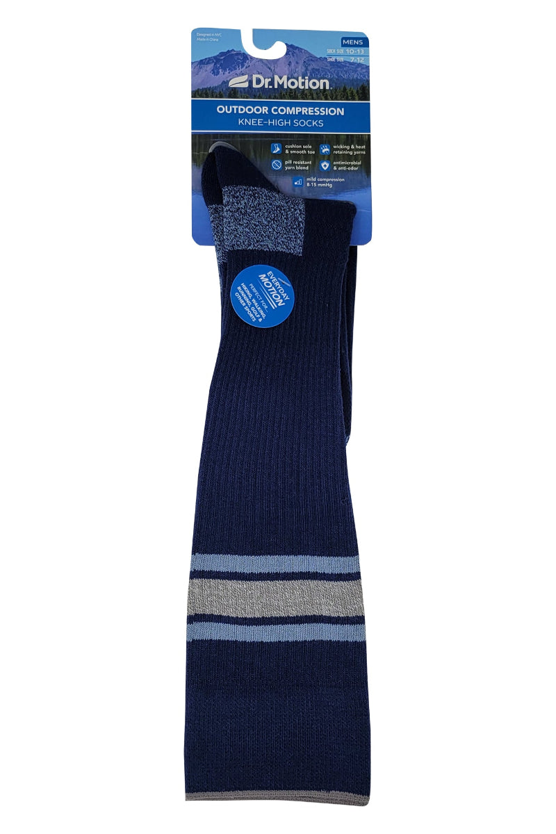 Charcoal Dr. Motion Man compression knee-high socks with reinforced heel and toe”