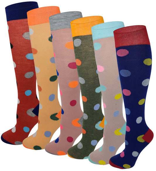 Women Bright Polka Dot Knee High Socks