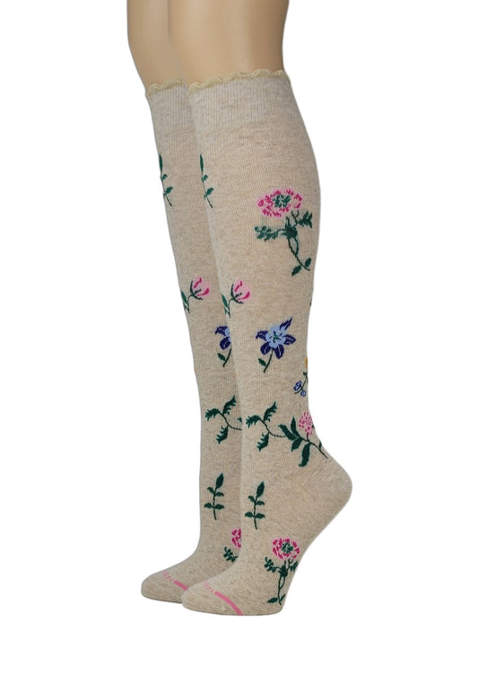 Knee High Compression Socks | Dr. Motion Flowers | Women (1 Pair)