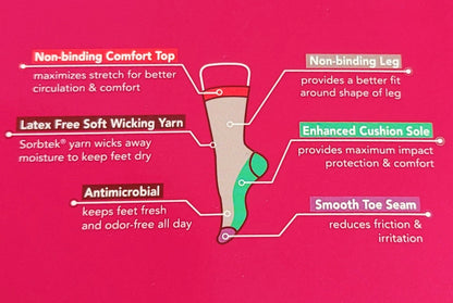 Dr. Motion diabetic socks showing stretch cuff for improved circulation