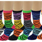 Women 6 Pairs Pack Zebra Pattern Bright Novelty Dress Socks