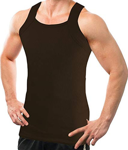 Square Cut G-unit Tank Top| Muscle Rib Basic Color A-Shirts | Men's