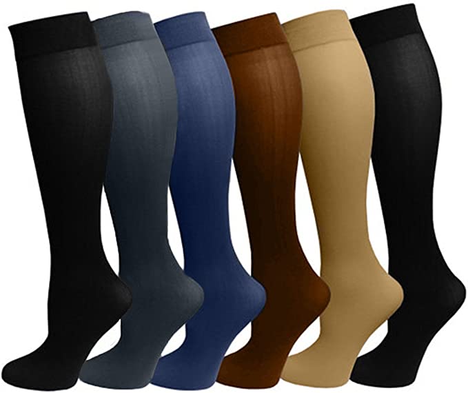 Knee High Trouser Socks | Different Touch Women's Opaque (6 Pairs)