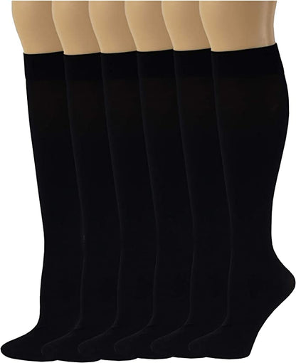 Knee High Trouser Socks | Different Touch Women's Queen Opaque (6 Pairs)