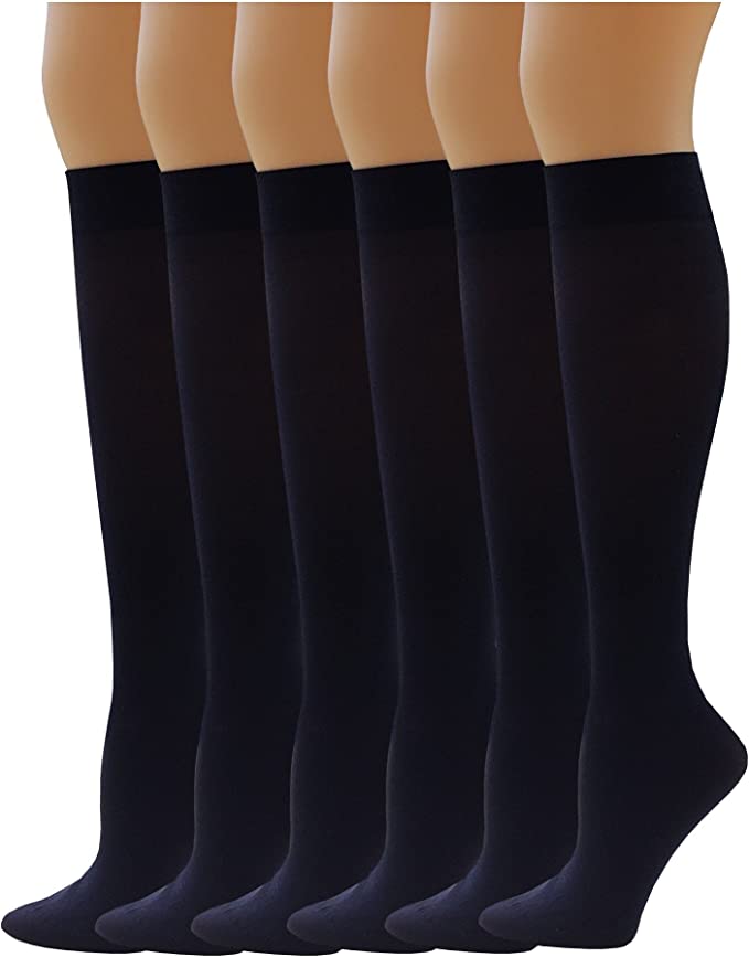 Knee High Trouser Socks | Different Touch Women's Queen Opaque (6 Pairs)