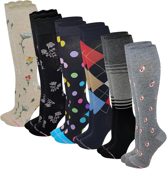 Knee High Compression Socks for Women |Dr. Motion Socks|  Assorted Everyday Gradated