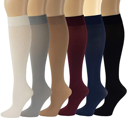 Knee High Trouser Socks | Different Touch Women's Opaque (6 Pairs)
