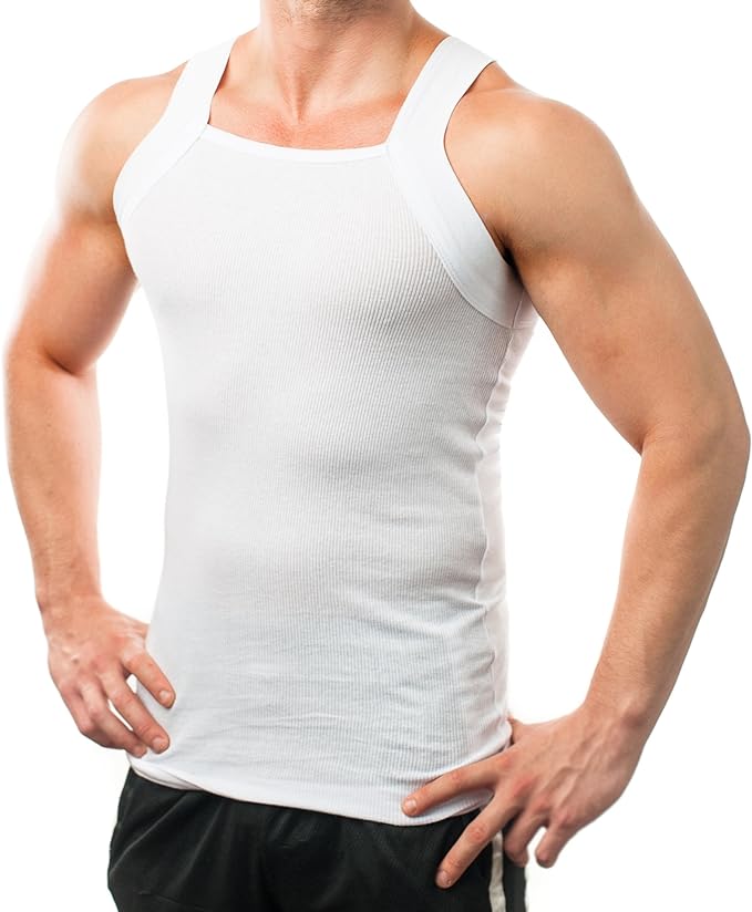 Square Cut G-unit Tank Top | Muscle Rib Basic Color A-Shirts | Men's