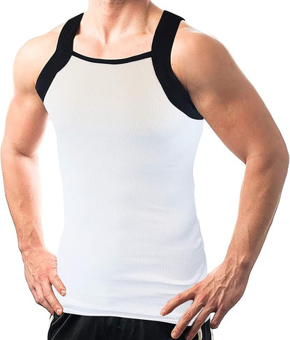 Square Cut G-unit Tank Top| Muscle Rib Basic Color A-Shirts | Men's