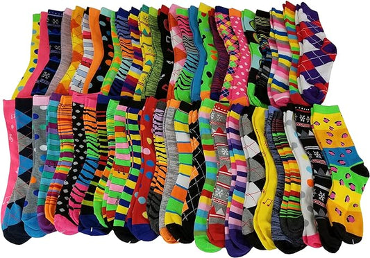 Bulk Wholesale Lot Crew Socks | Assorted Designs | Women (50 Pairs)