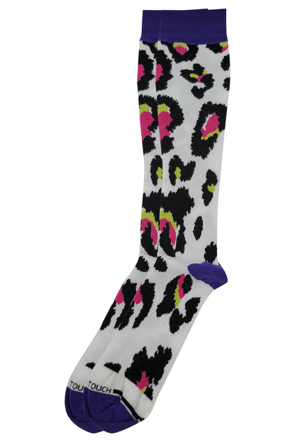 Animal print Dr. Motion knee-high compression socks for everyday leg comfort