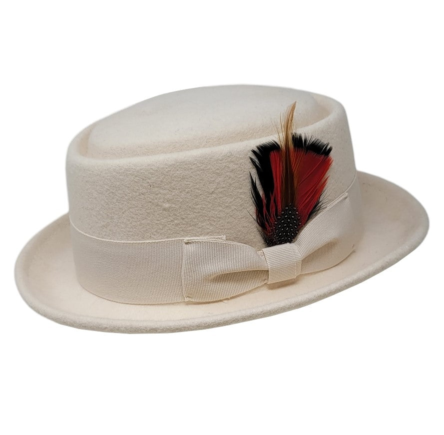 Pork Pie Fedora Hat with Feather | 100% Crushable Wool