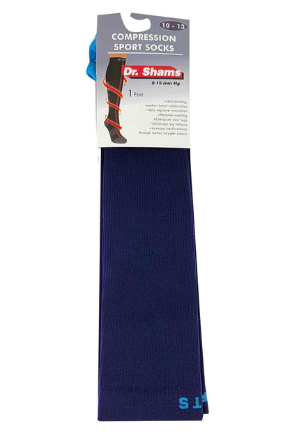 Knee-High Compression Socks | Solid Colors Nylon Sports | Unisex (1 Pair)