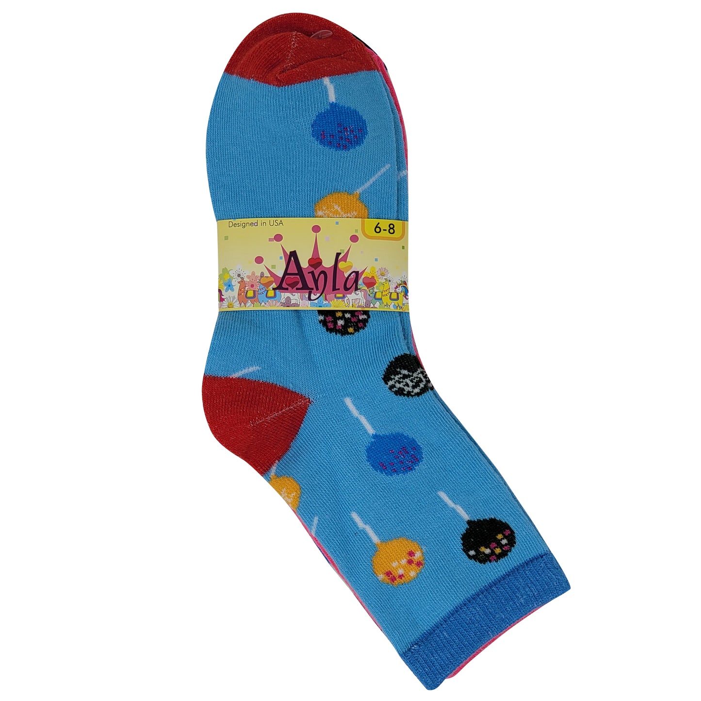 Girls Crew Socks | Assorted Fun Novelty Design | Kids (12 Pairs)