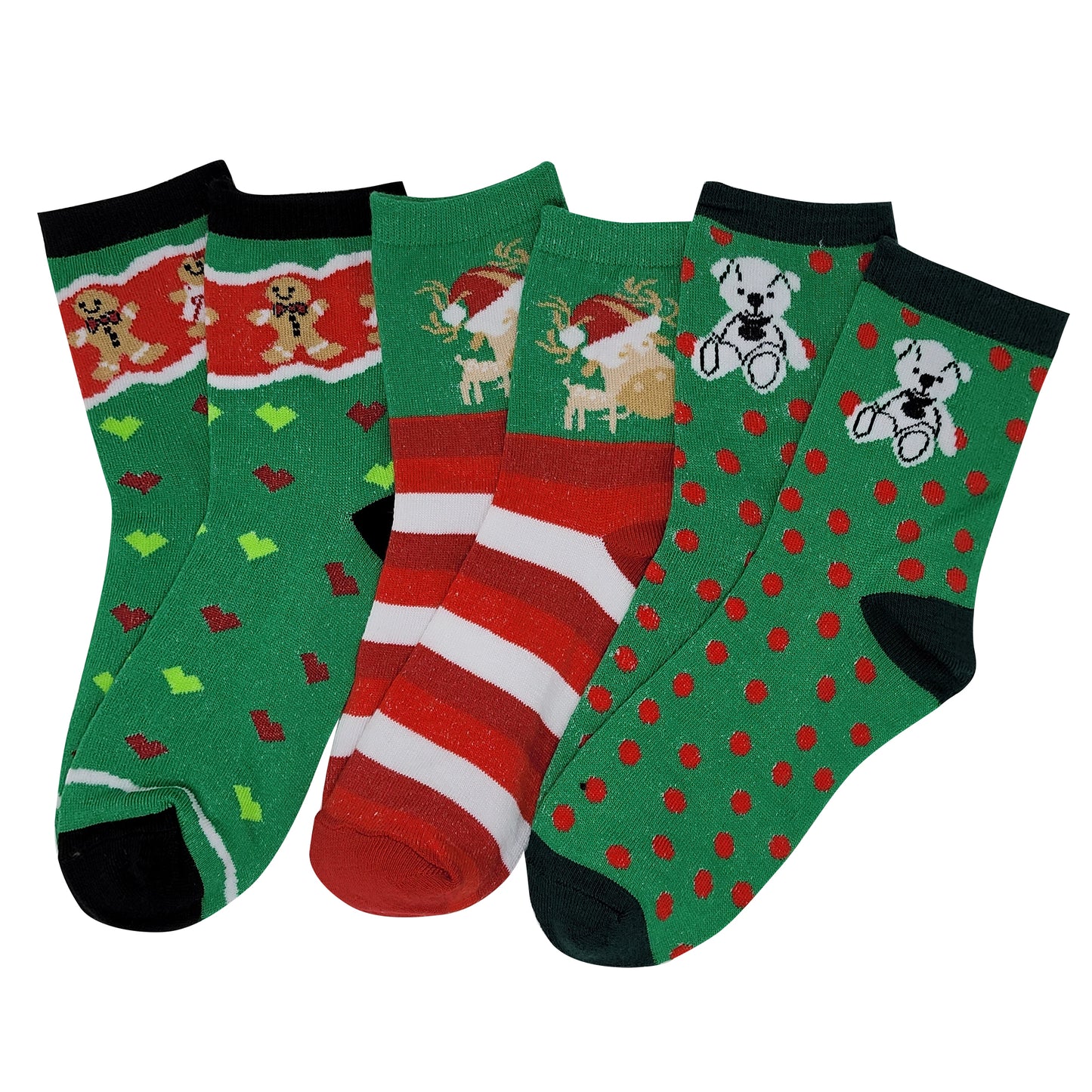 Kids Crew Socks | Christmas Novelty Design | Girls (12 Pairs)