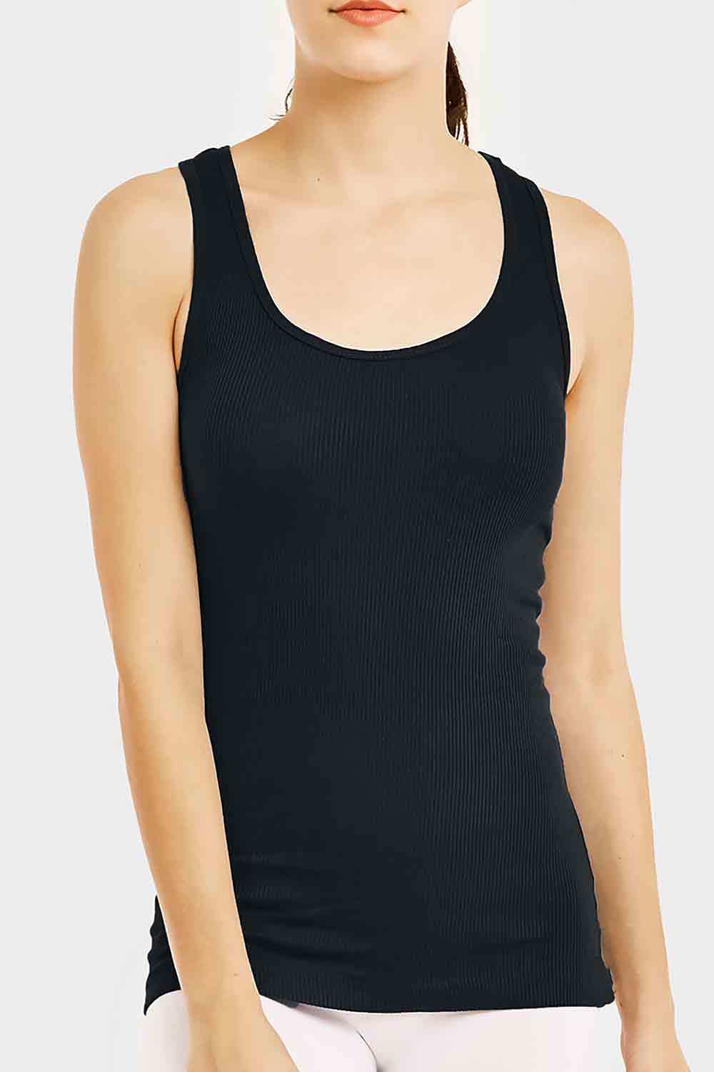 Black Women's Ribbed Tank Tops 