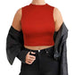 Red Mock Neck Crop Top