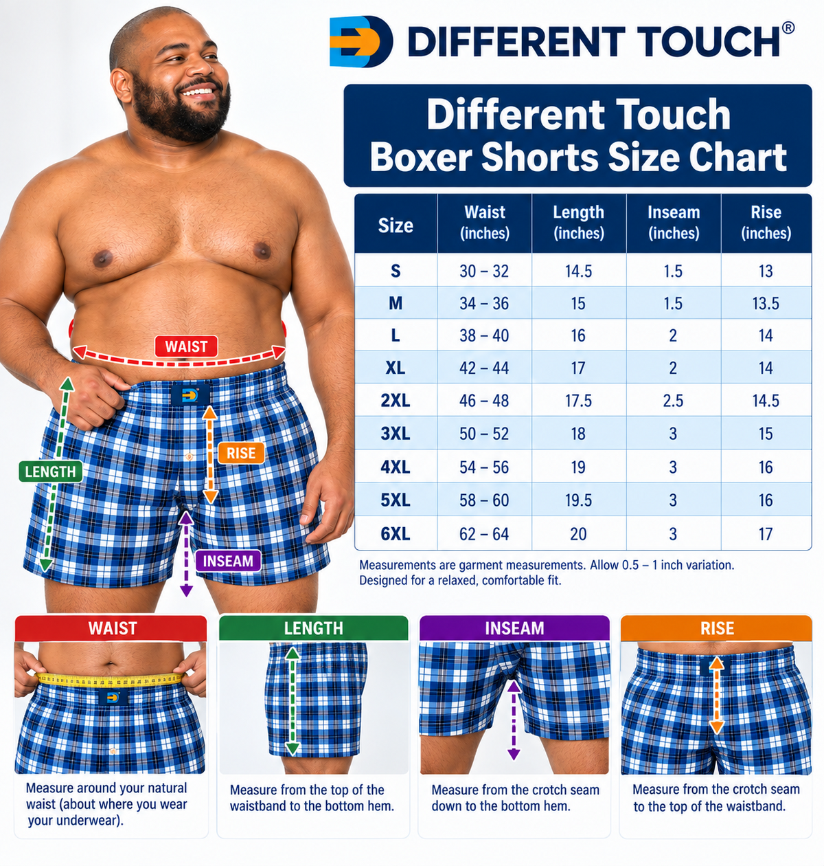 Woven Boxer Shorts Underwear | Big and Tall USA Classic Plaid Design | Men's (6 Pack)