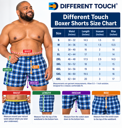Woven Boxer Shorts Underwear | Big and Tall USA Classic Plaid Design | Men's (6 Pack)