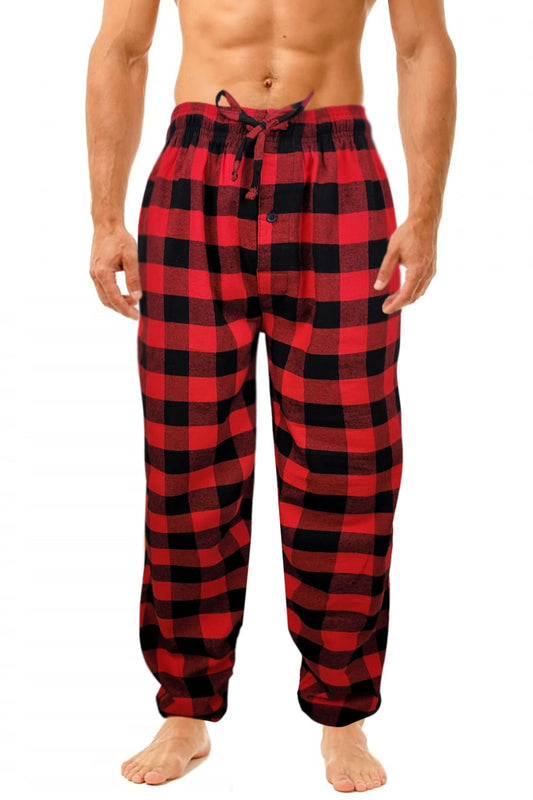 Cotton Lounge Pajama Pants for Men | Red Buffalo Plaid S-6XL | Different Touch