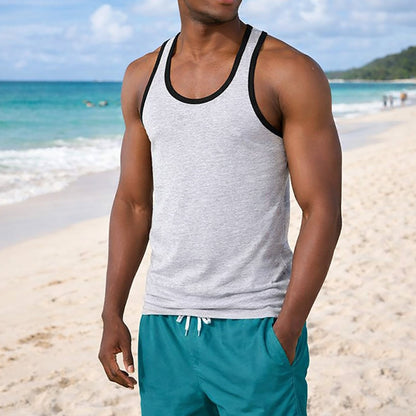Racer Y-Back Muscle Tank Top | Cotton Blend Sleeveless | Men's