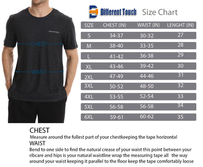 Crew Neck Short Sleeve T-Shirts Size Charts