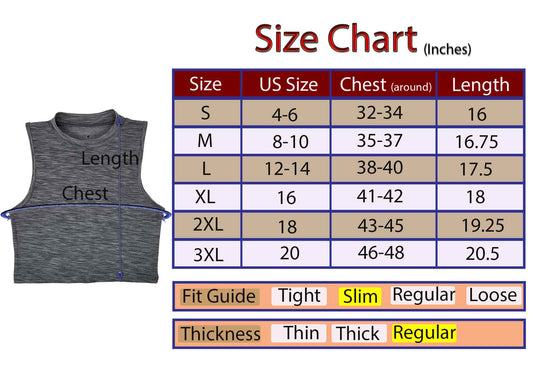 Mock Neck Crop Top Size Chart