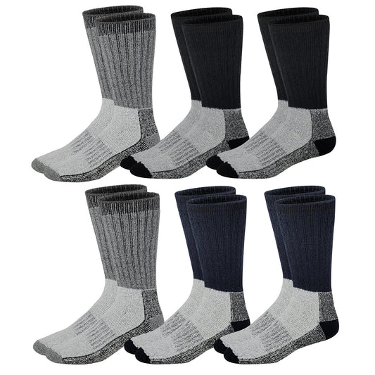Men's heavyweight thermal winter socks 6-pack in black navy and gray