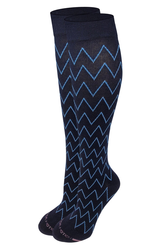 Knee High Compression Socks | Zip Lines Design | Women's (1 Pair)