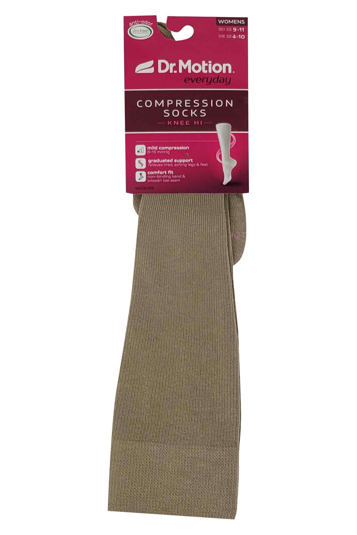 Knee-High Compression Socks| Solid Colors Women | 8-15 mmHg Dr Motion (1 Pair)