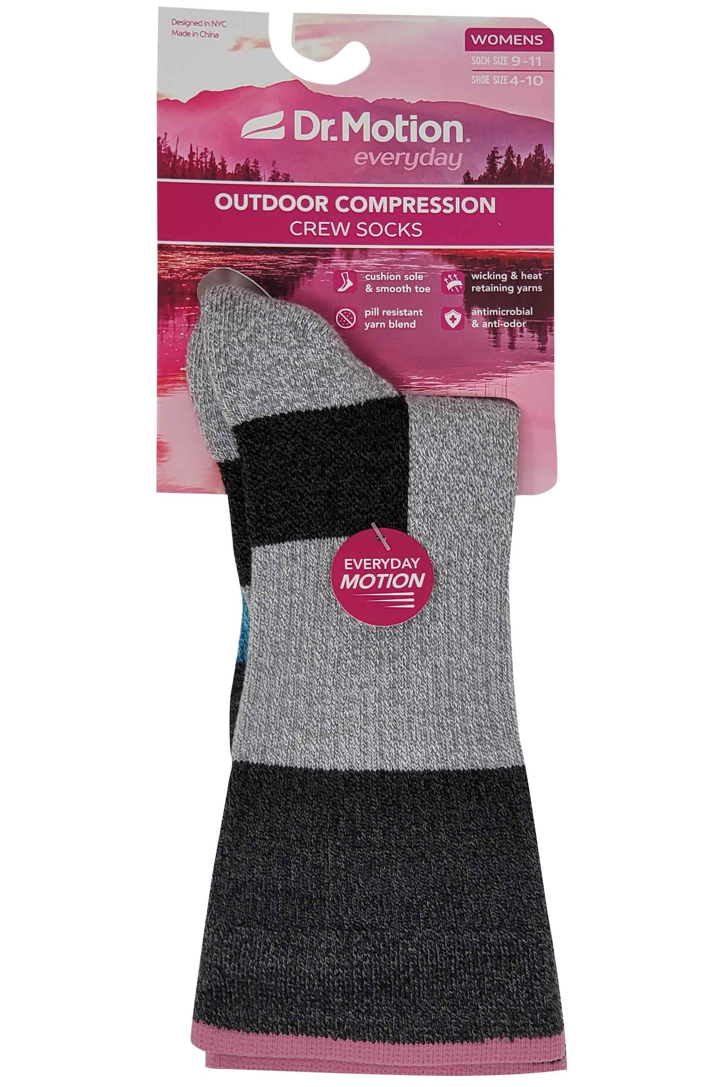 Compression Crew Socks | Outdoor Assorted Half-Cushion | Dr Motion ( 3 Pairs )