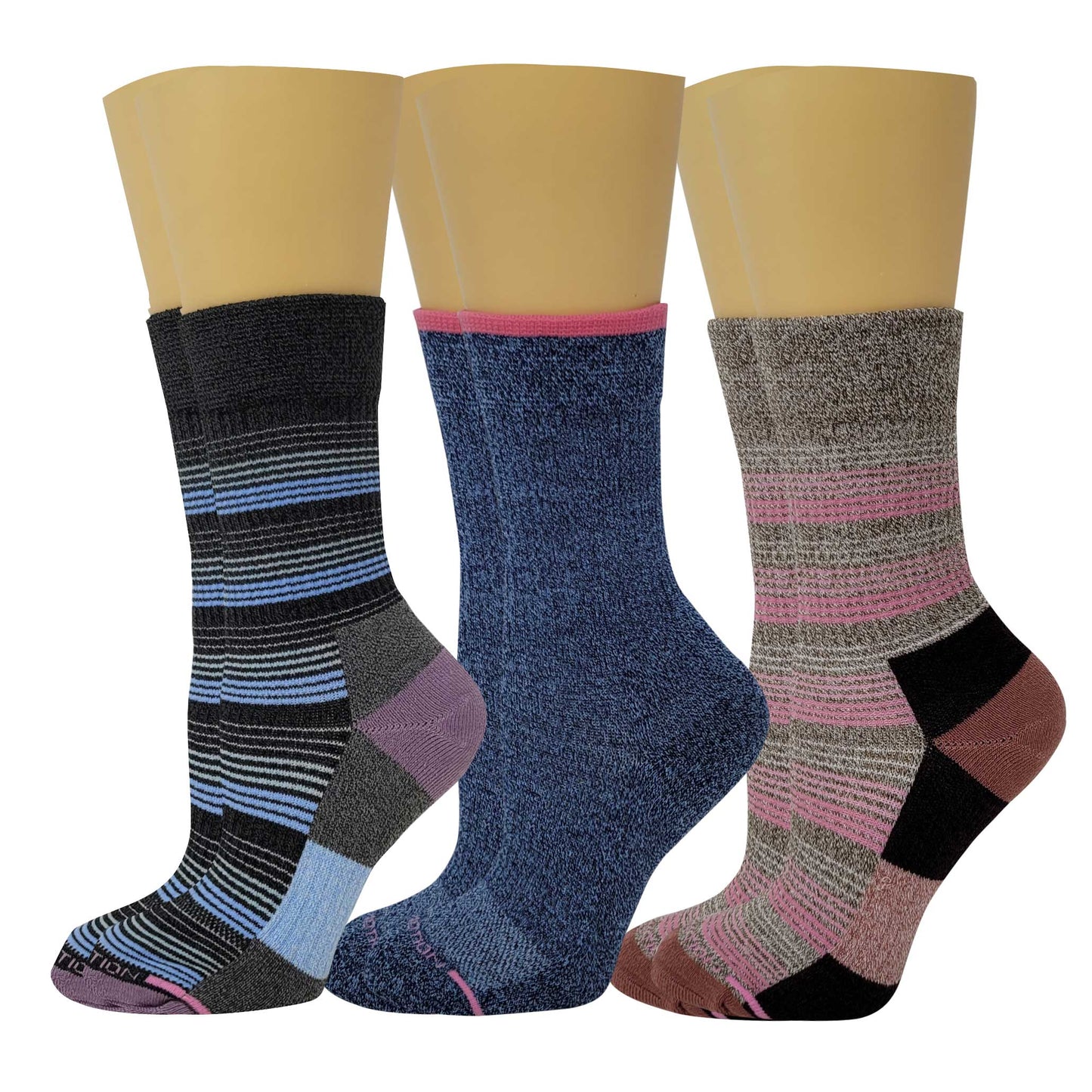 Compression Crew Socks | Outdoor Assorted Half-Cushion | Dr Motion ( 3 Pairs )