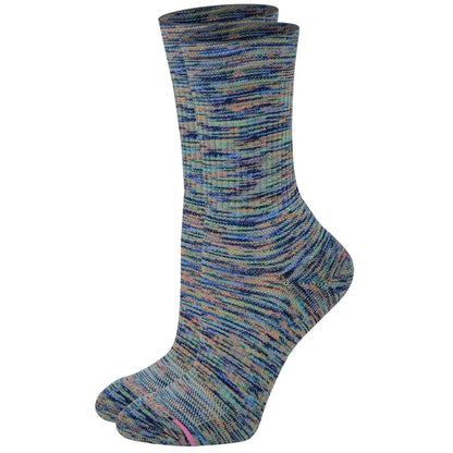 Multicolored Crew Compression socks on a white background