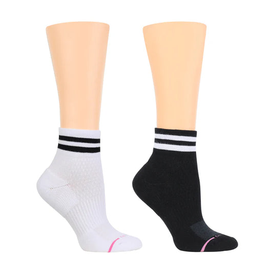 Quarter Compression Socks | Dr Motion Half-Cushion | Varsity Strype (2 Pack)