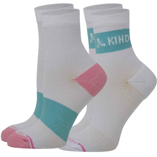 Mid-Crew Compression Socks | White Bee Kind Half-Cushion | Dr Motion ( 2 Pack )