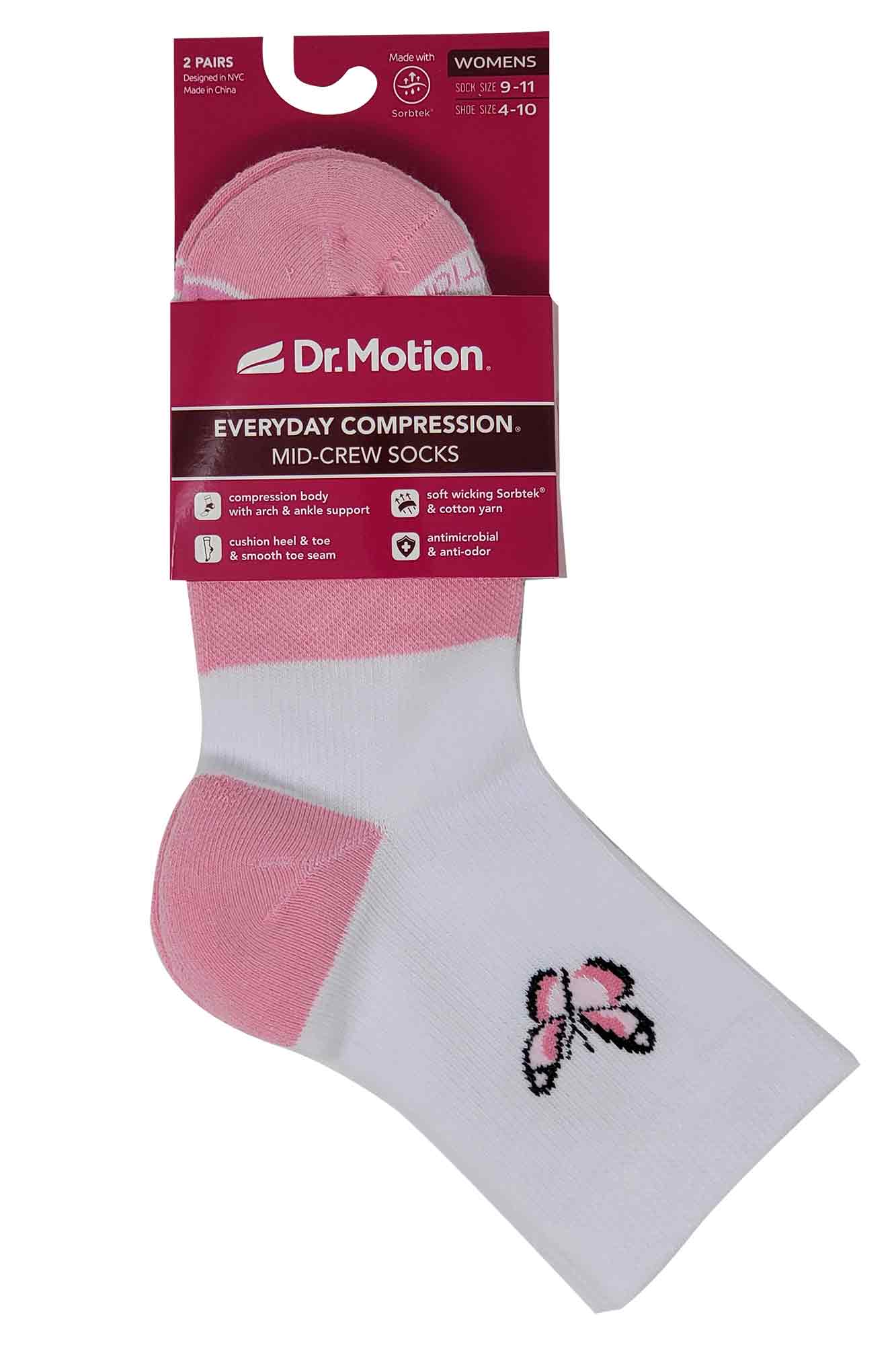 Mid-Crew Compression Socks | Assorted Print | Dr Motion ( 6 Pairs )