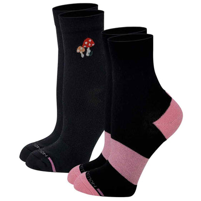 Mid-crew black compression socks for women with half-cushion sole and arch support by Dr. Motion