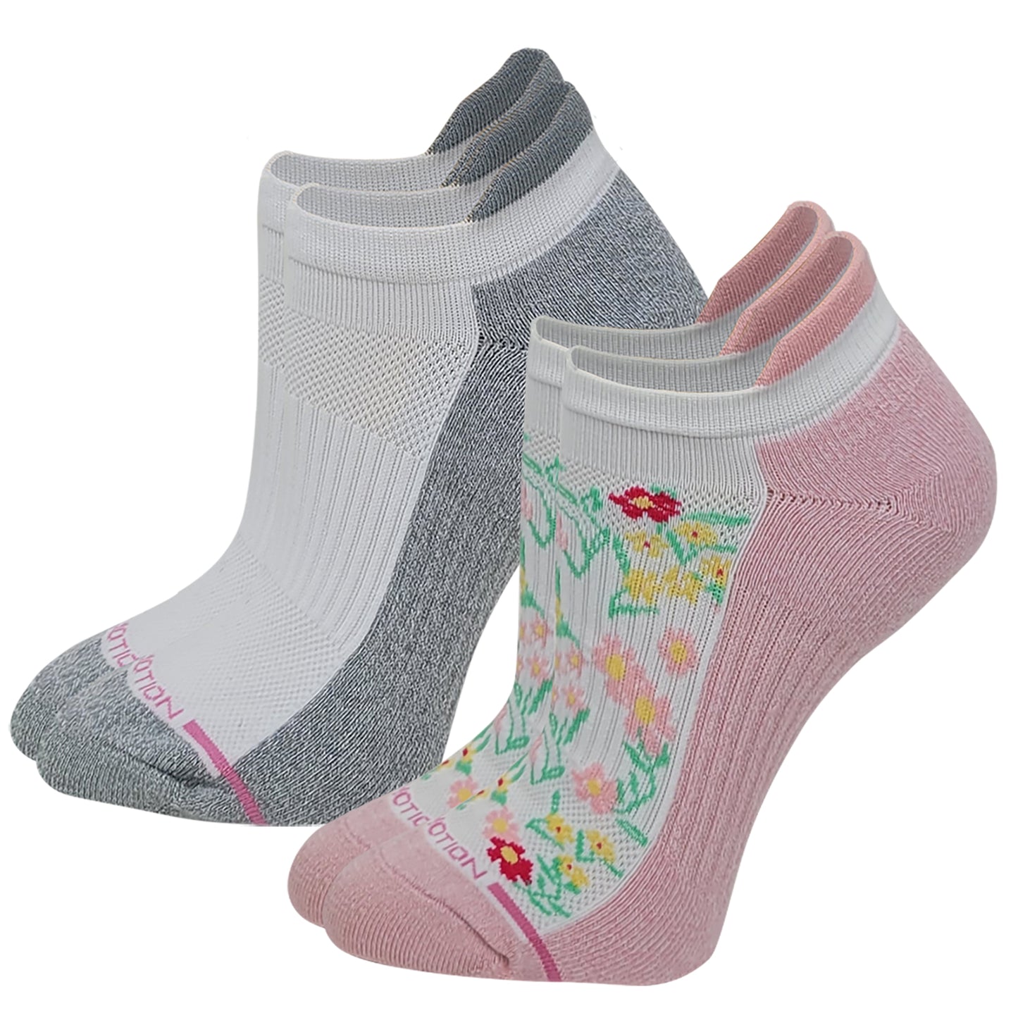 Everyday Compression Ankle Socks | Dr Motion Socks |Flowers (2 Pack)