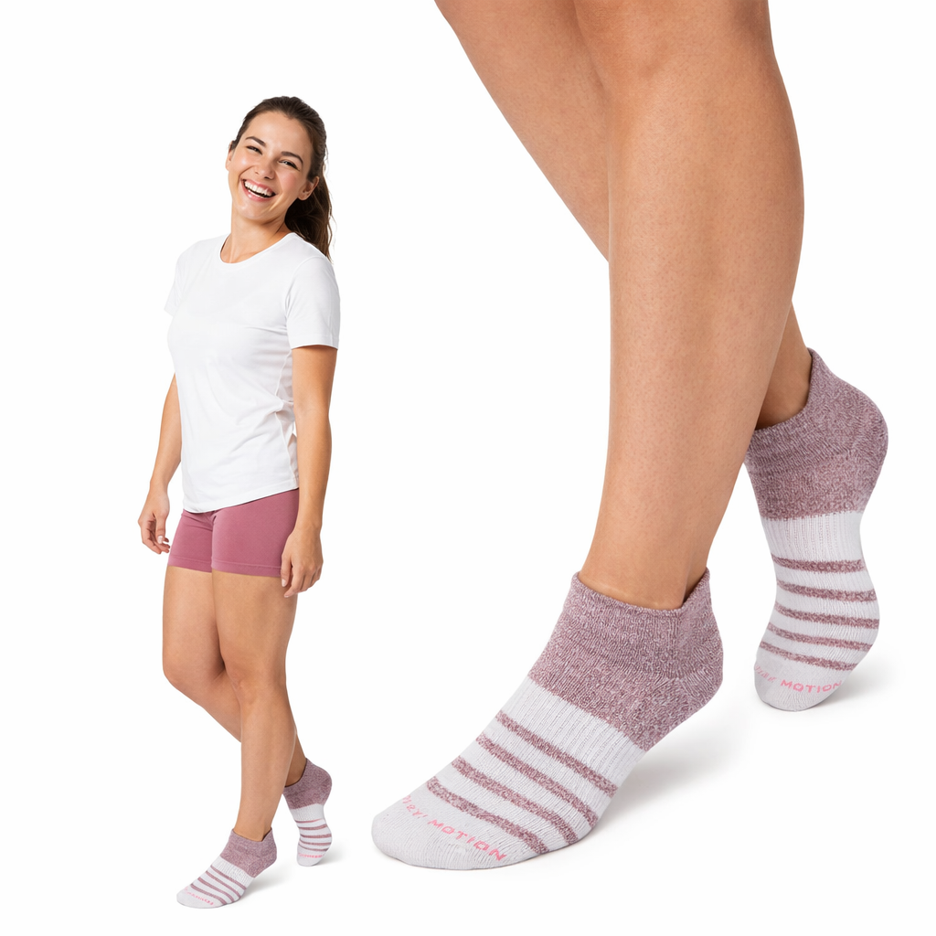 Ankle Compression Socks | Dr Motion Socks | Contrast Stripes (2 Pack)