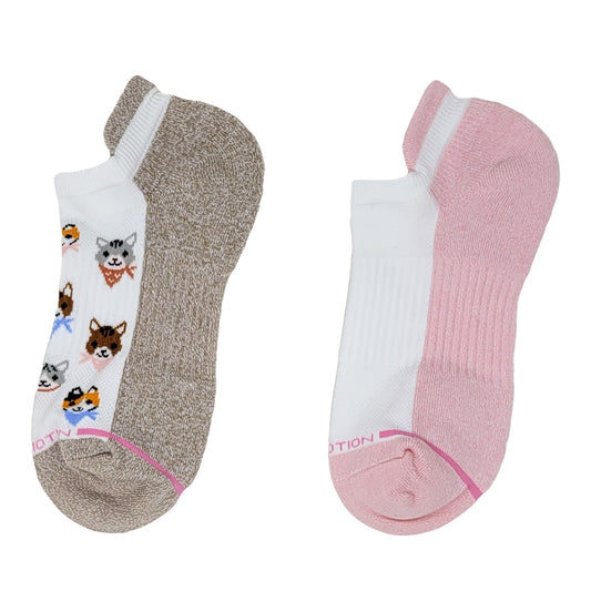 Ankle Compression Socks for women | Cats w/ Bandana | Dr. Motion (2 Pack)