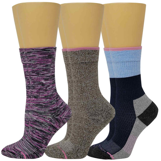 Compression Crew Socks | Outdoor Assorted Half-Cushion | Dr Motion ( 3 Pairs )